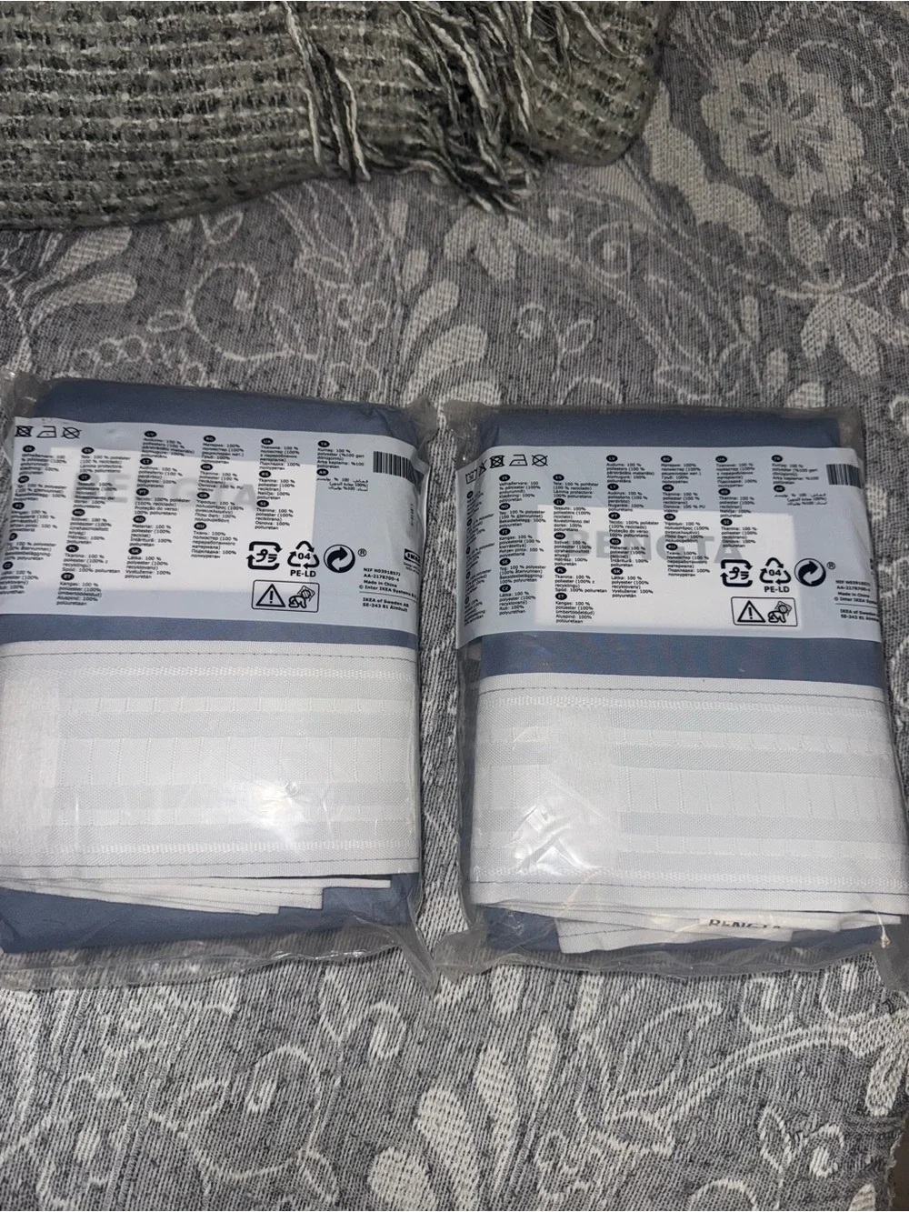 2 New IKEA Bengta Block-out Curtains Blue 83”x98”